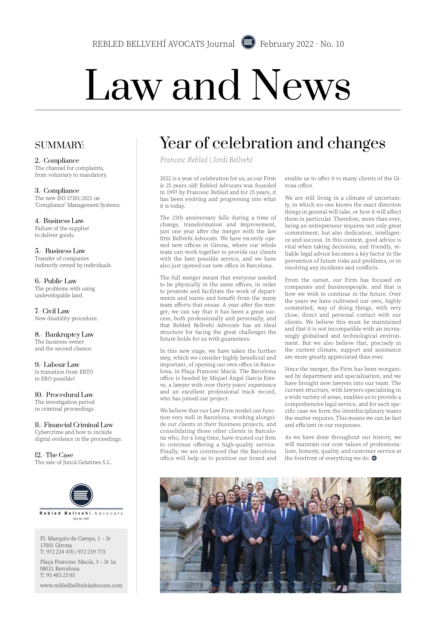 Revista Rebled Bellvehí Law and News 2022